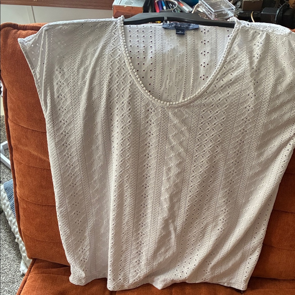 Tommy Hilfiger White Short Sleeve Top